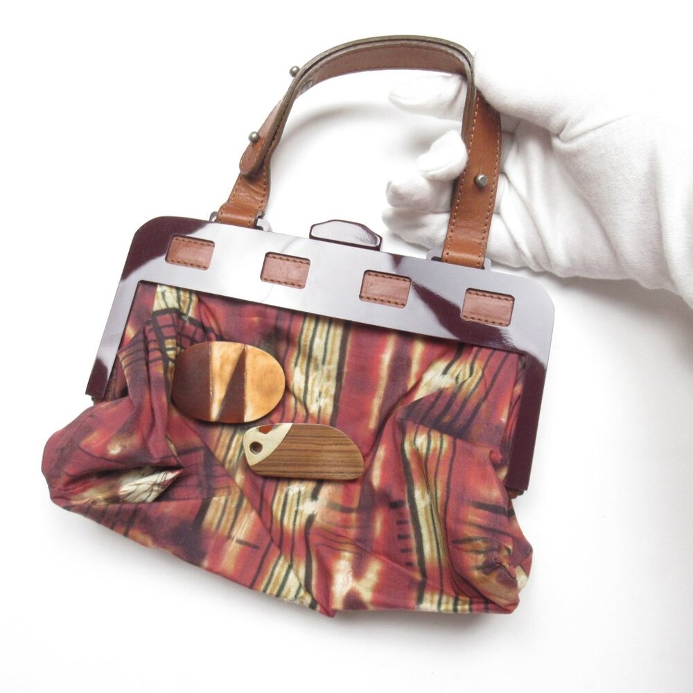 Marni Mini Fabric Frame Handbag Clutch with Decorative Brooches